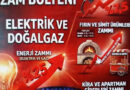 2026 Nisan zam listesi kapsamında ülke geneli akaryakıt, elektrik, doğalgaz, ekmek ve kira artış oranlarını gösteren bülten görseli.